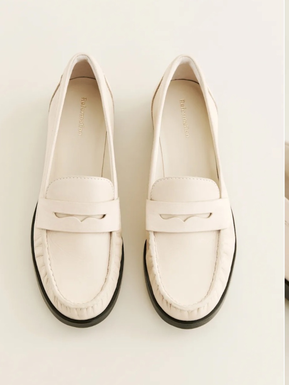 Reformation Ani Ruched Loafer in Almond Leather
